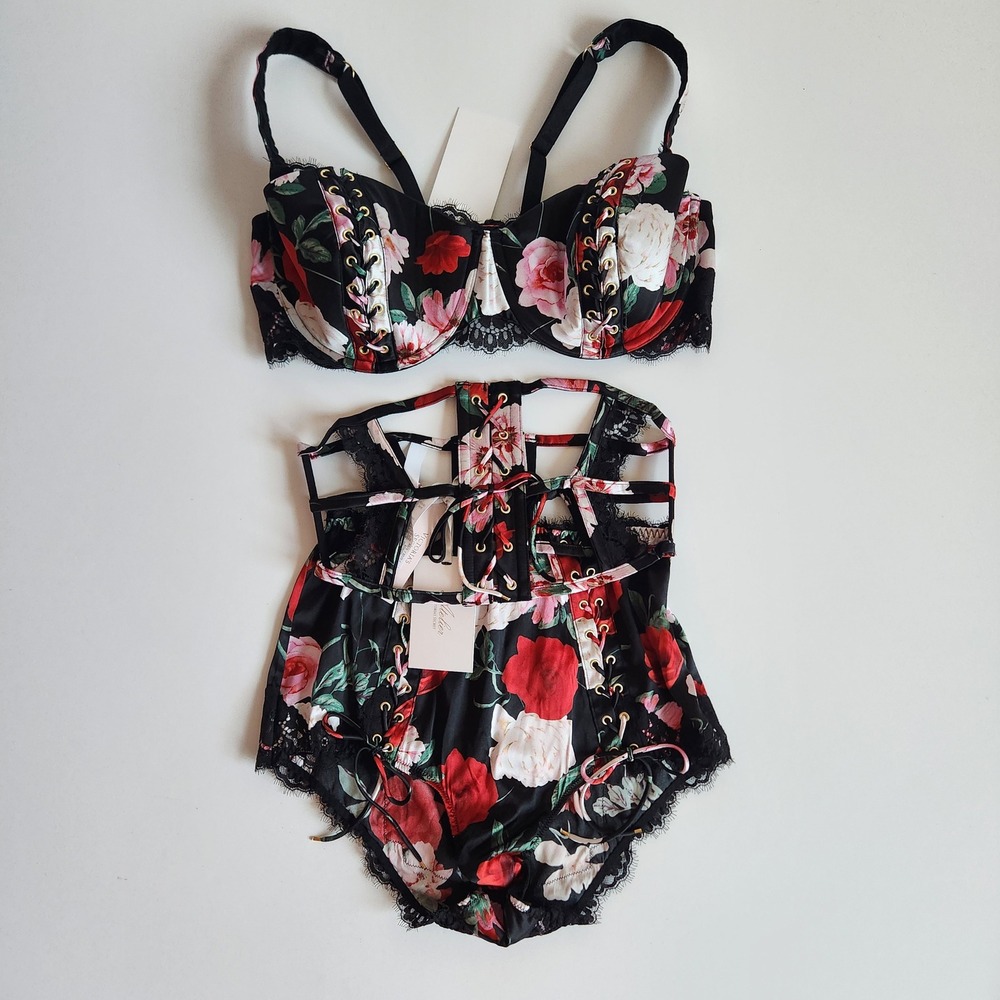 NWT Victorias Secret Atelier Silk Bra 38D Panty S Waist Cincher XS/S 3 piece set